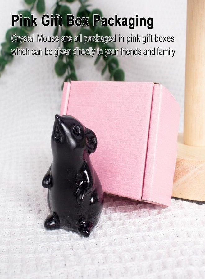 Ytbeoxk Handmade Obsidian Crystal Mouse Figurine Natural Quartz Mouse Sculpture Wealth Attracting Feng Shui Decor Mini Desk Ornament Meditation Crystal Animal Mouse. - Image 5